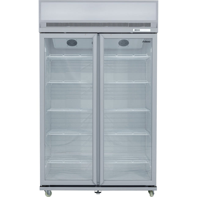 Commercial Display Refrigerator Upright 1020 Litres Double Hinged Glass Door Led Canopy Grey |  Scm1127