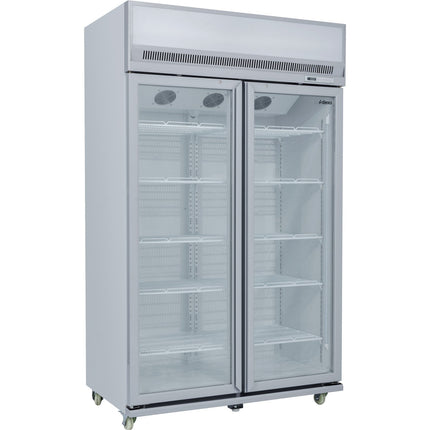 Commercial Display Refrigerator Upright 1020 Litres Double Hinged Glass Door Led Canopy Grey |  Scm1127