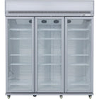 Commercial Display Refrigerator Upright 1580 Litres Triple Hinged Glass Door Led Canopy Grey |  Scm1727