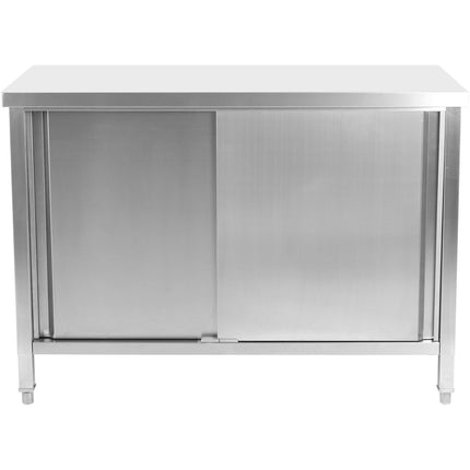 Commercial Worktop Floor Cupboard 2 Sliding Doors Stainless Steel 1400x700x850mm |  Scp14070