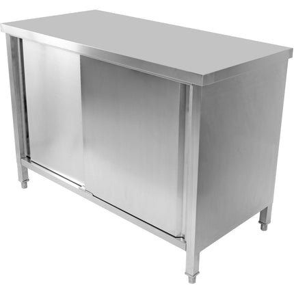Commercial Worktop Floor Cupboard Sliding Doors Stainless Steel 1400x600x850mm |  Vtc146 Sl