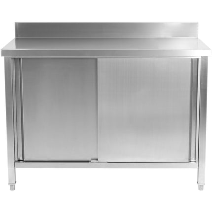 Commercial Worktop Floor Cupboard 2 Sliding Doors Stainless Steel 1000x700x850mm Upstand |  Scp10070 B