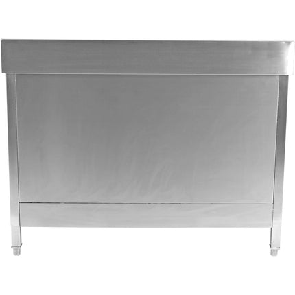 Commercial Worktop Floor Cupboard 2 Sliding Doors Stainless Steel 1400x700x850mm Upstand |  Scp14070 B