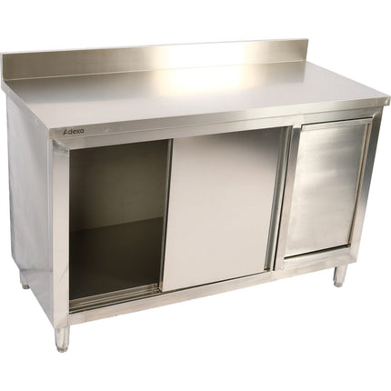 Commercial Stainless Steel Cupboard With Right Side Rubbish Bin &Amp; Sliding Door 1400x700x1000mm | Scp70140 Brbr