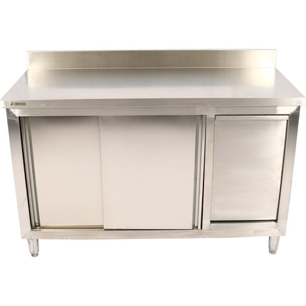 Commercial Stainless Steel Cupboard With Right Side Rubbish Bin &Amp; Sliding Door 1400x700x1000mm | Scp70140 Brbr