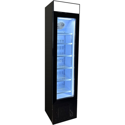 Commercial Display Freezer Upright 105 Litres Hinged Glass Door Led Canopy Black |  Sd105 B