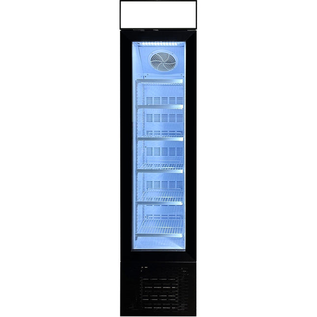 Commercial Bottle Cooler Upright 105 Litres Hinged Glass Door Led Canopy Black |  Sc105 B