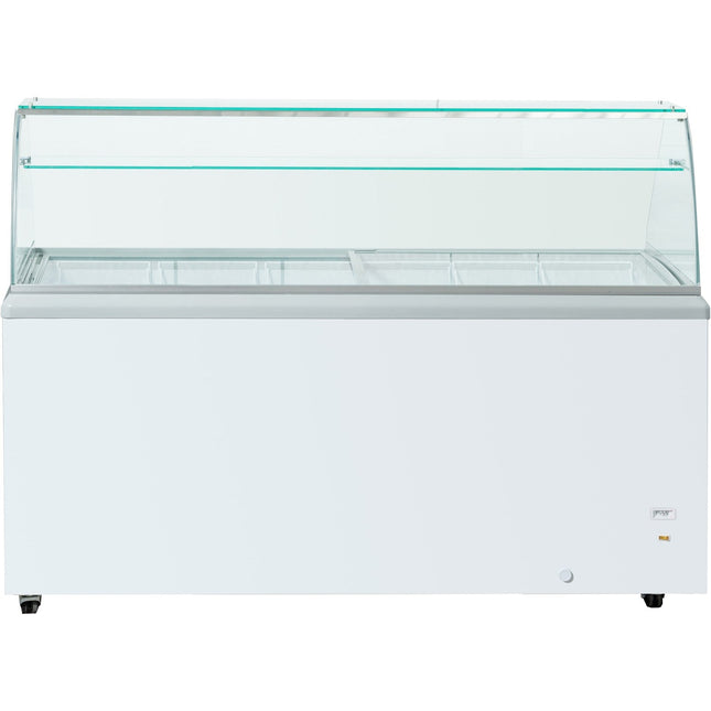 Commercial Display Chest Freezer Curved Sliding Glass Lid With Glass Canopy 453 Litres |  Sd551 S Sd551 Sglasstop