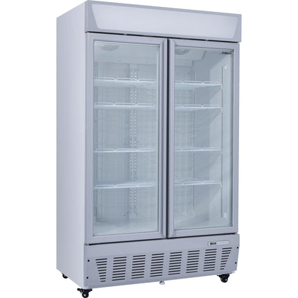 Commercial Display Freezer Upright 950 Litres Double Hinged Glass Door Led Canopy Grey |  Sdc1000