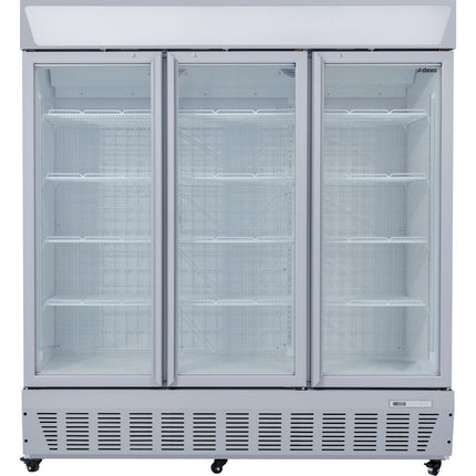 Commercial Display Freezer Upright 1500 Litres Triple Hinged Glass Door Led Canopy Grey |  Sdc1500