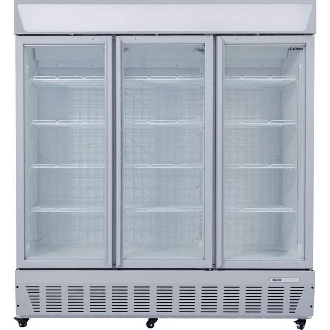 Commercial Display Freezer Upright 1500 Litres Triple Hinged Glass Door Led Canopy Grey |  Sdc1500