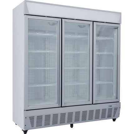 Commercial Display Freezer Upright 1500 Litres Triple Hinged Glass Door Led Canopy Grey |  Sdc1500