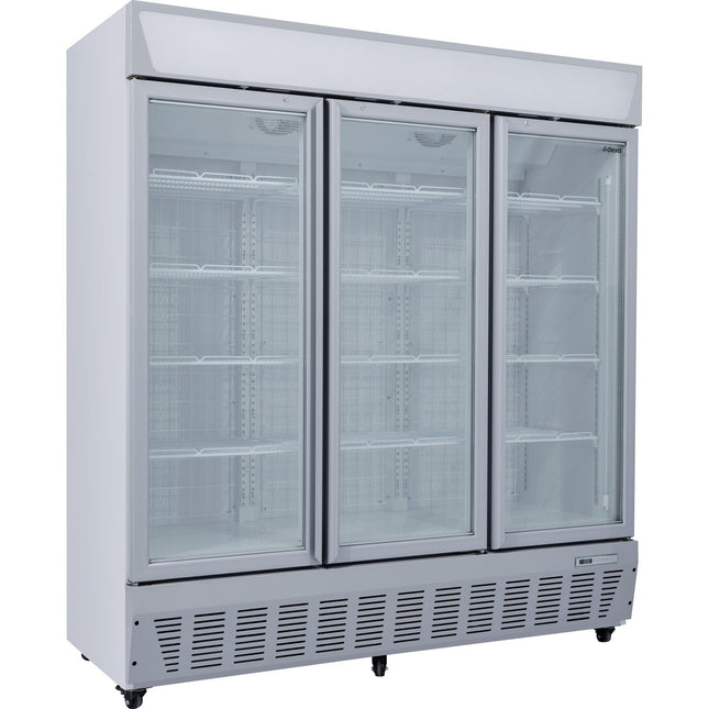 Commercial Display Freezer Upright 1500 Litres Triple Hinged Glass Door Led Canopy Grey |  Sdc1500