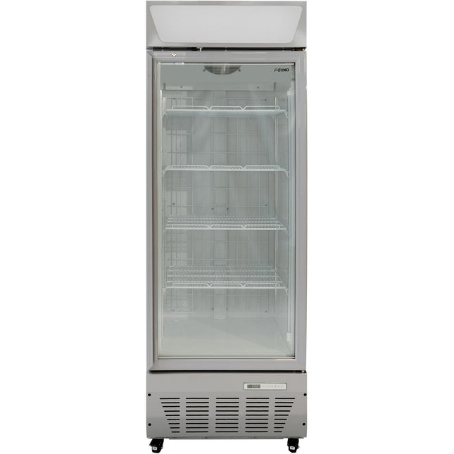 Commercial Display Freezer Upright 500 Litres Hinged Glass Door Led Canopy Grey |  Sdc500