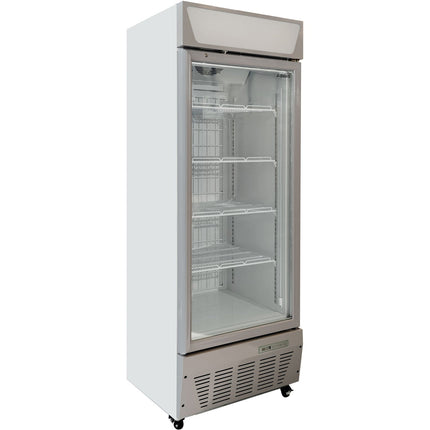 Commercial Display Freezer Upright 500 Litres Hinged Glass Door Led Canopy Grey |  Sdc500