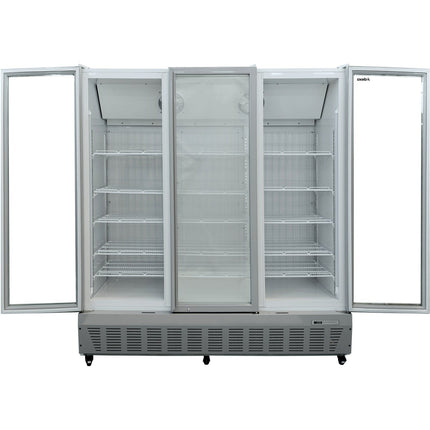 Commercial Freezer Upright 1500 Litres Triple Hinged Glass Door Grey |  Sdf1500