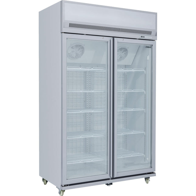 Commercial Display Freezer Upright 1000 Litres Double Hinged Glass Door Led Canopy Grey |  Sdm1000