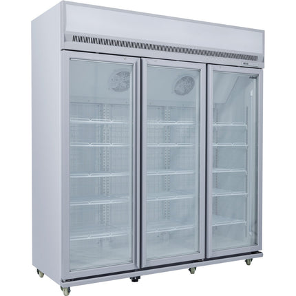 Commercial Display Freezer Upright 1500 Litres Triple Hinged Glass Door Led Canopy Grey |  Sdm1500