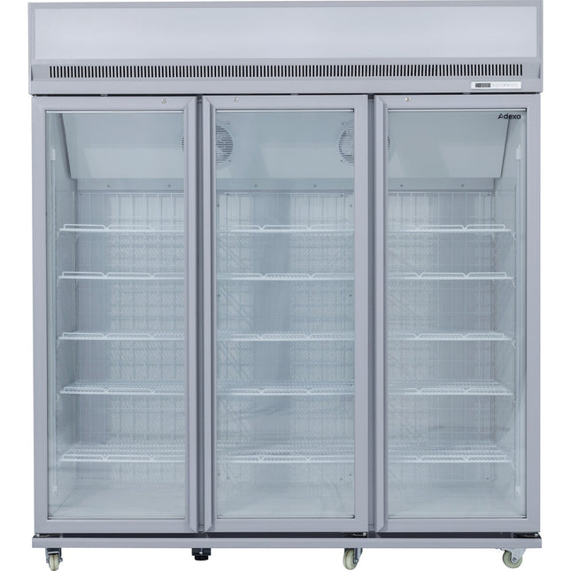Commercial Display Freezer Upright 1500 Litres Triple Hinged Glass Door Led Canopy Grey |  Sdm1500