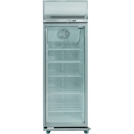 Commercial Display Freezer Upright 500 Litres Hinged Glass Door Led Canopy Grey |  Sdm500