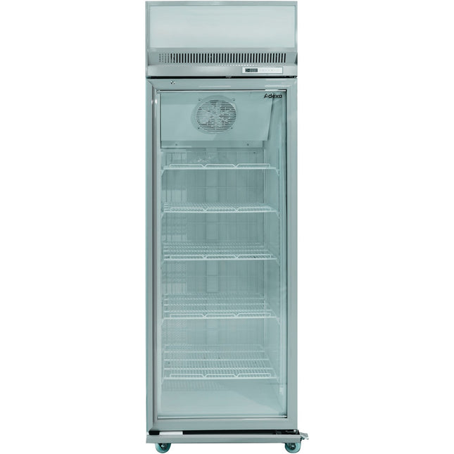 Commercial Display Freezer Upright 500 Litres Hinged Glass Door Led Canopy Grey |  Sdm500