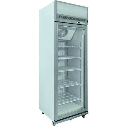 Commercial Display Freezer Upright 500 Litres Hinged Glass Door Led Canopy Grey |  Sdm500