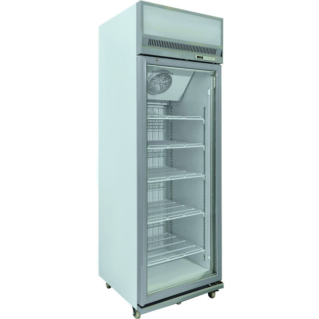 Commercial Display Freezer Upright 500 Litres Hinged Glass Door Led Canopy Grey |  Sdm500
