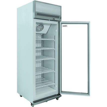 Commercial Display Freezer Upright 500 Litres Hinged Glass Door Led Canopy Grey |  Sdm500