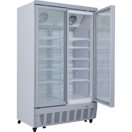 Commercial Display Freezer 955 Litres Upright 2 Glass Doors Ventilated Cooling 1215x730x2020mm | Sdt1000