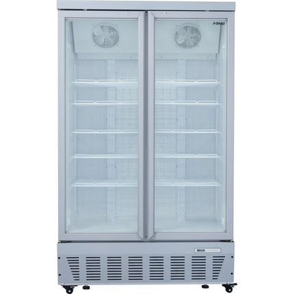 Commercial Display Freezer 955 Litres Upright 2 Glass Doors Ventilated Cooling 1215x730x2020mm | Sdt1000