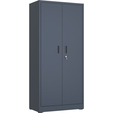 Heavy Duty Grey 2 Door Lockable Steel Tool Cabinet With 4 Shelves &Amp; Pegboard 800x400x1800mm |  Setc1 Grey
