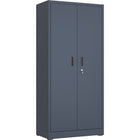 Heavy Duty Grey 2 Door Lockable Steel Tool Cabinet With 4 Shelves &Amp; Pegboard 800x400x1800mm |  Setc1 Grey