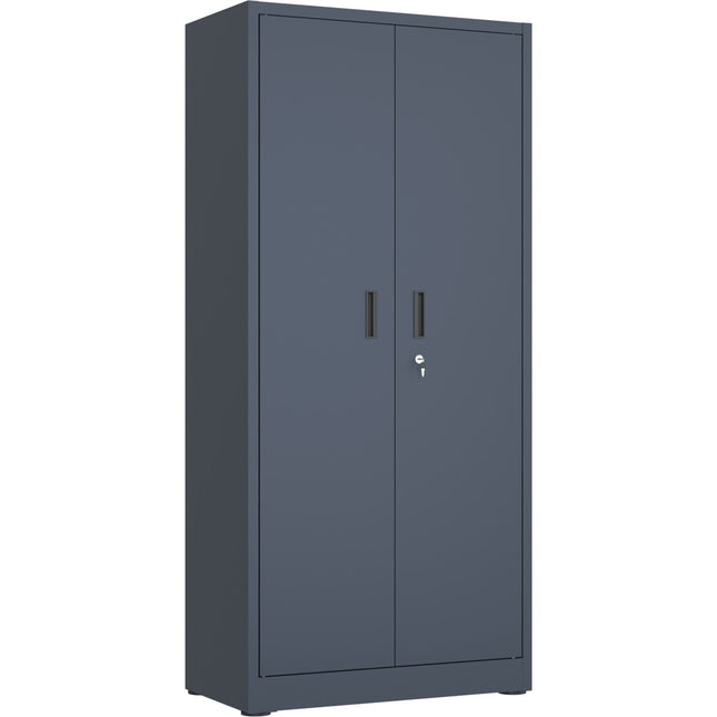 Heavy Duty Grey 2 Door Lockable Steel Tool Cabinet With 4 Shelves &Amp; Pegboard 800x400x1800mm |  Setc1 Grey