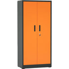 Heavy Duty Grey And Orange 2 Door Lockable Steel Tool Cabinet With 4 Shelves &Amp; Pegboard 800x400x1800mm |  Setc1 Greyorange