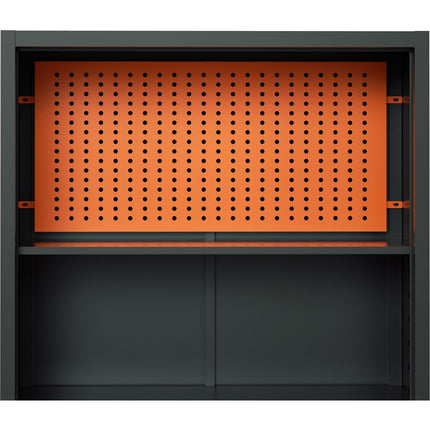 Heavy Duty Grey And Orange 2 Door Lockable Steel Tool Cabinet With 4 Shelves &Amp; Pegboard 800x400x1800mm |  Setc1 Greyorange