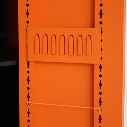Heavy Duty Grey And Orange 2 Door Lockable Steel Tool Cabinet With 4 Shelves &Amp; Pegboard 800x400x1800mm |  Setc1 Greyorange