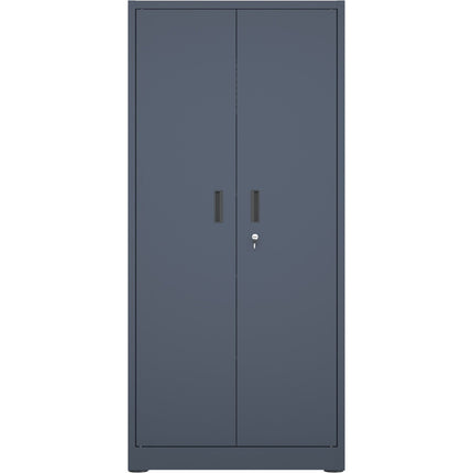 Heavy Duty Grey 2 Door Lockable Steel Tool Cabinet With 4 Shelves &Amp; Pegboard 800x400x1800mm |  Setc1 Grey