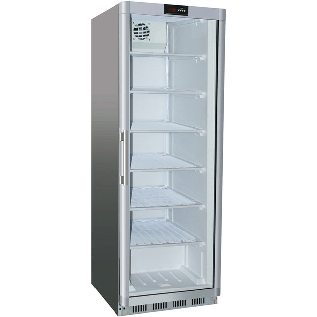 Commercial Freezer Upright Cabinet Stainless Steel 361 Litres Single Glass Door |  Sf400 G