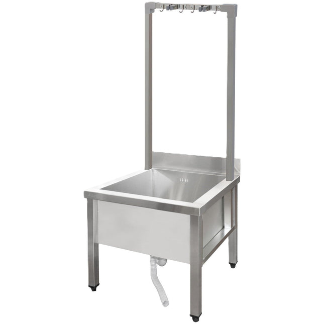 Commercial Stainless Steel Mop Sink With High Rack &Amp; 2 In 1 Mop Holder 600x600x550mm | Smsjyhr6060