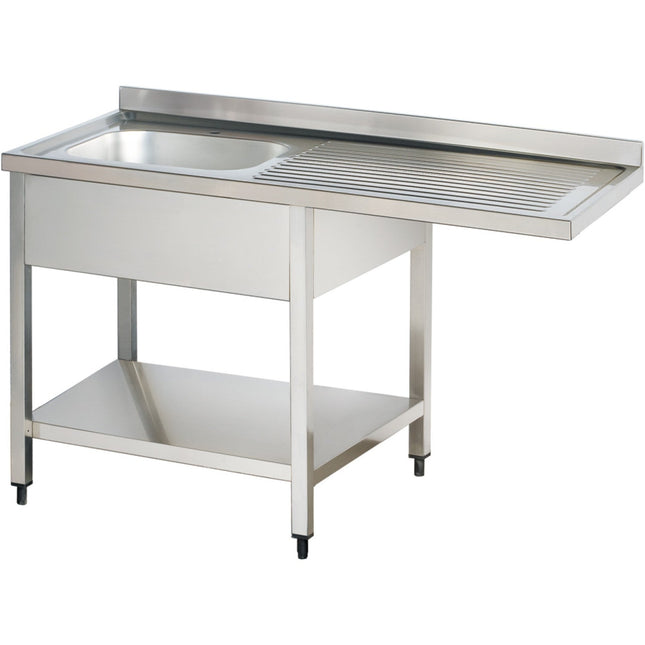 Commercial Sink For Dishwashers 1 Bowl Left Bottom Shelf Splashback 1200mm Depth 600mm |  Vsh126 Lbs