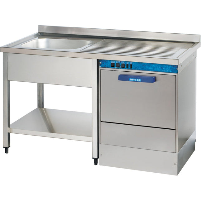 Commercial Sink For Dishwashers 1 Bowl Left Bottom Shelf Splashback 1200mm Depth 600mm |  Vsh126 Lbs
