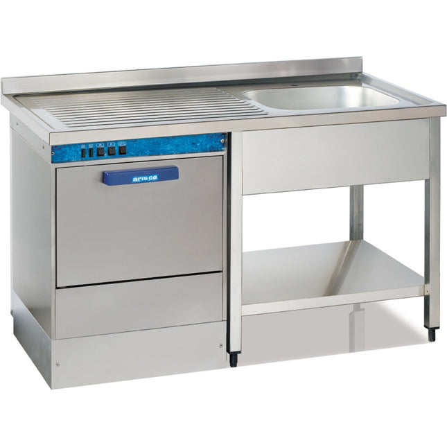 Commercial Sink For Dishwashers 1 Bowl Right Bottom Shelf Splashback 1200mm Depth 600mm |  Vsh126 Rbs