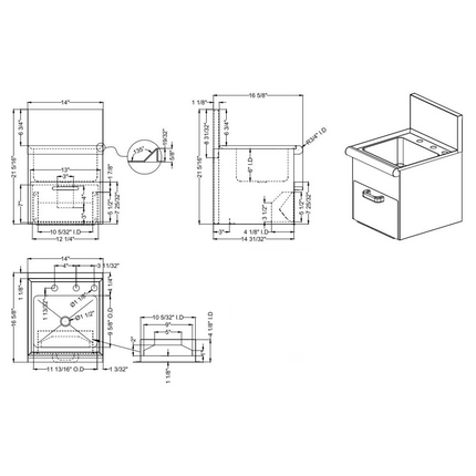 Hand Wash Sink With Faucet &Amp; Soap Dispenser &Amp; Paper Towel Dispenser Back Splash Stainless Steel | Sshws1614