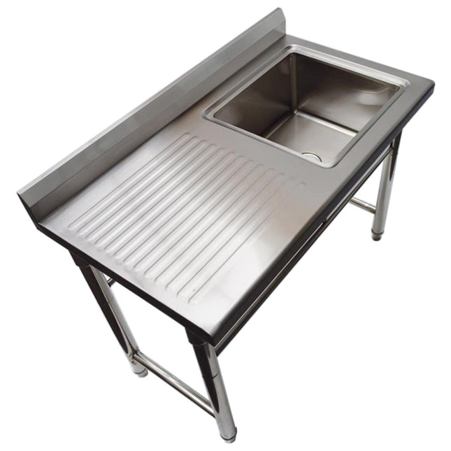 Commercial Sink Stainless Steel 1100x600x900mm 1 Bowl Right Splashback |  St145 Br