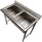 Commercial Sink Stainless Steel 1100x600x900mm 2 Bowls Splashback |  St245 A