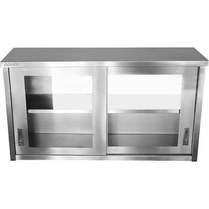 Commercial Wall Cabinet Cupboard Glass Doors Stainless Steel 2000x400x650mm | Swcgd200402