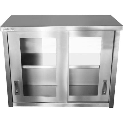 Commercial Wall Cabinet Cupboard Glass Doors Stainless Steel 1000x400x800mm |  Swcgdhh100402
