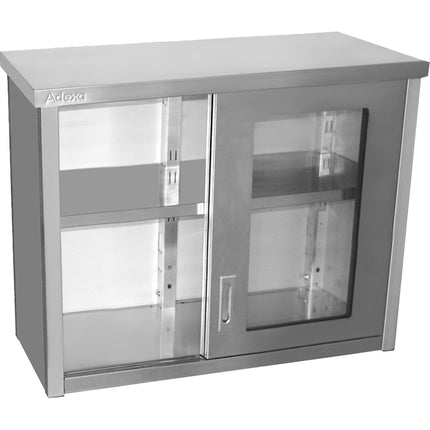 Commercial Wall Cabinet Cupboard Glass Doors Stainless Steel 1000x400x800mm |  Swcgdhh100402