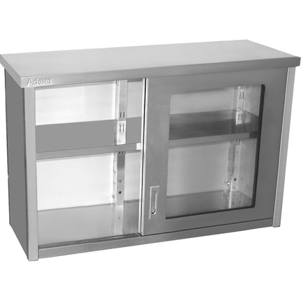 Commercial Wall Cabinet Cupboard Glass Doors Stainless Steel 1200x400x800mm |  Swcgdhh120402