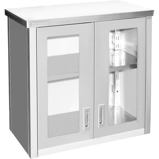 Commercial Wall Cabinet Cupboard Glass Doors Stainless Steel 800x400x800mm |  Swcgdhh80402